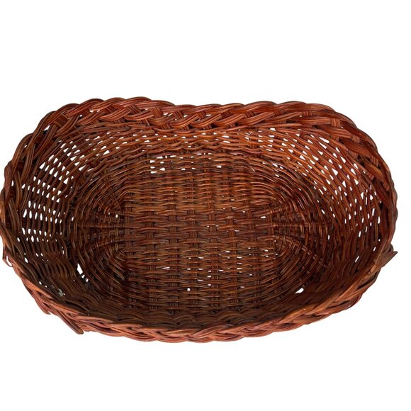 Handcrafted Wooden Faux Fruit & Veggie Décor In Woven Basket Apple Grapes Pear - Picture 8 of 11